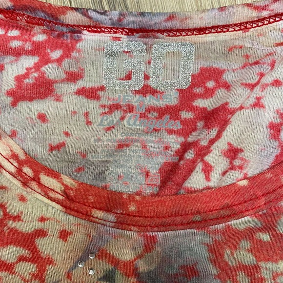 Go Jeans Shirt Floral Burnout Shirt Womens Medium Red Dragon Los Angeles Y2k 90s - Picture 4 of 11